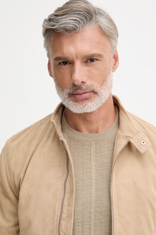 Trussardi демисезонная куртка мужская замшевая бежевый R312M000046N