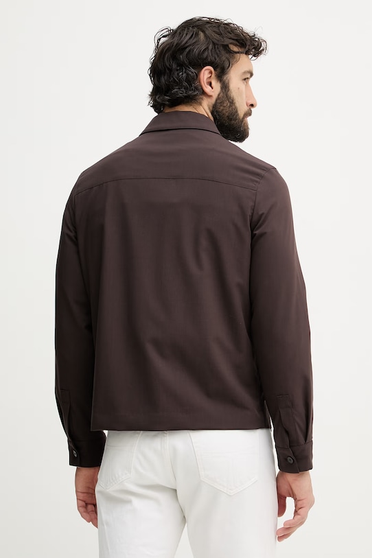 Odjeća Sisley jakna za muškarce s dodatkom vune 29B3SN04P smeđa