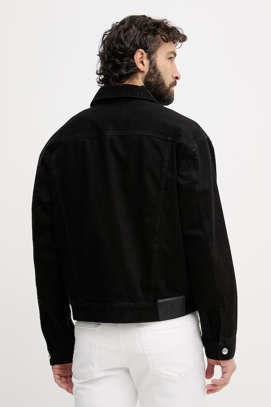 Oblečenie Calvin Klein Jeans prechodná bunda pánska rifľová LV04RF706G čierna