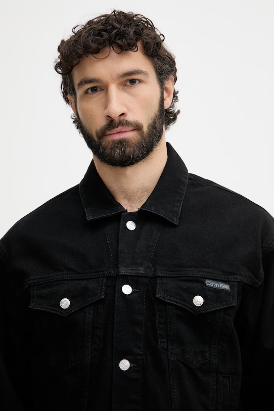 Calvin Klein Jeans prechodná bunda pánska rifľová čierna LV04RF706G