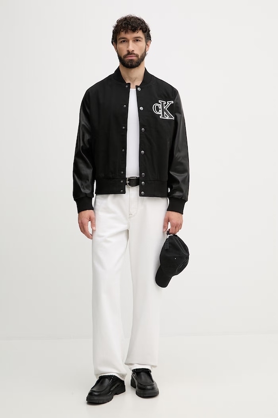Calvin Klein Jeans bejzbalová bunda pánska LV04RF407G čierna SS26