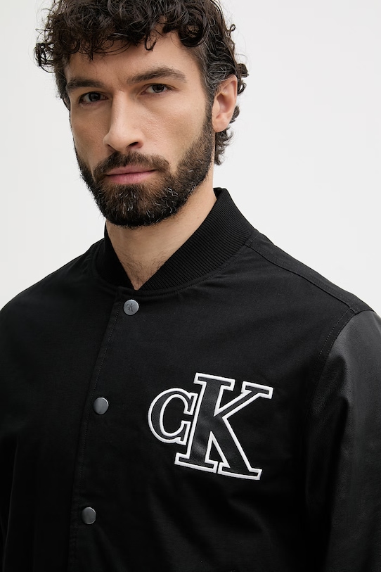Calvin Klein Jeans bejzbalová bunda pánska čierna LV04RF407G