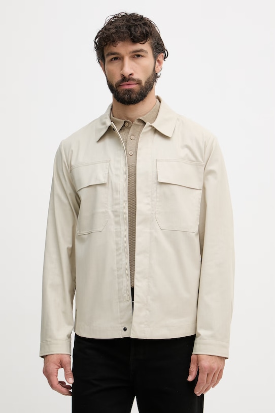 United Colors of Benetton демісезонна куртка чоловіча з додаванням льону бежевий 2ITGUN074