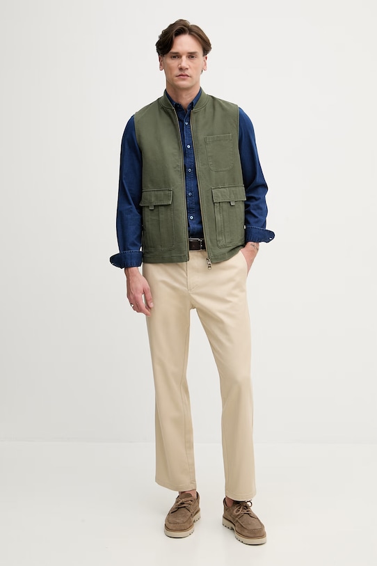 United Colors of Benetton bezrękawnik męski bawełniany 2OAEUJ00W zielony SS26