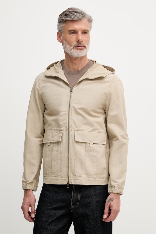 United Colors of Benetton Κοντό μπουφάν ανδρικό βαμβακερό μπεζ 2OAEUN076