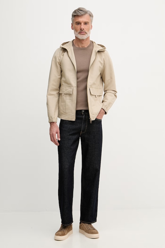 United Colors of Benetton krátká bunda pánská bavlněná 2OAEUN076 béžová SS26