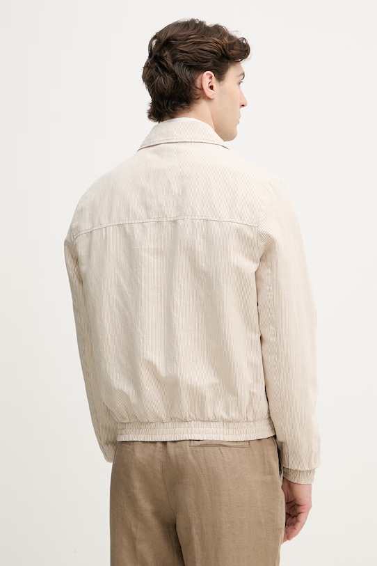 Oblečení United Colors of Benetton přechodová bunda pánská se lnem 2YQSUN073 béžová