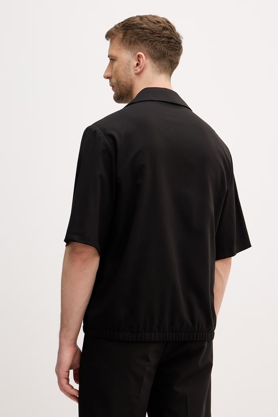 Odzież Lindbergh bluzka koszulowa męska z wiskozy 30.351111 czarny