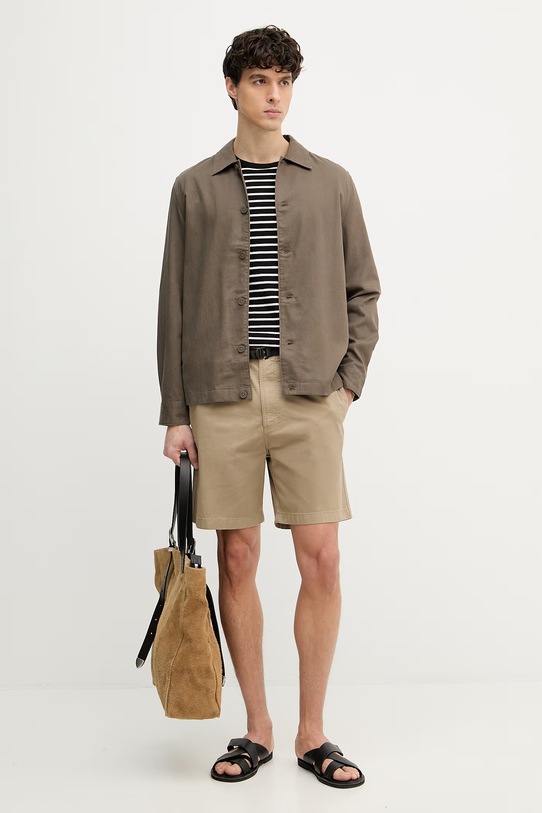 Marc O'Polo krótka kurtka męska z dodatkiem lnu 5000012764 zielony SS26