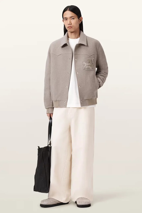 Oblečení AllSaints bomber mužský vlněný ROYCE M013OE béžová