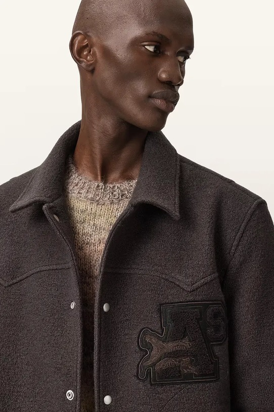 AllSaints bomberka męska wełniana ROYCE brązowy M013OE