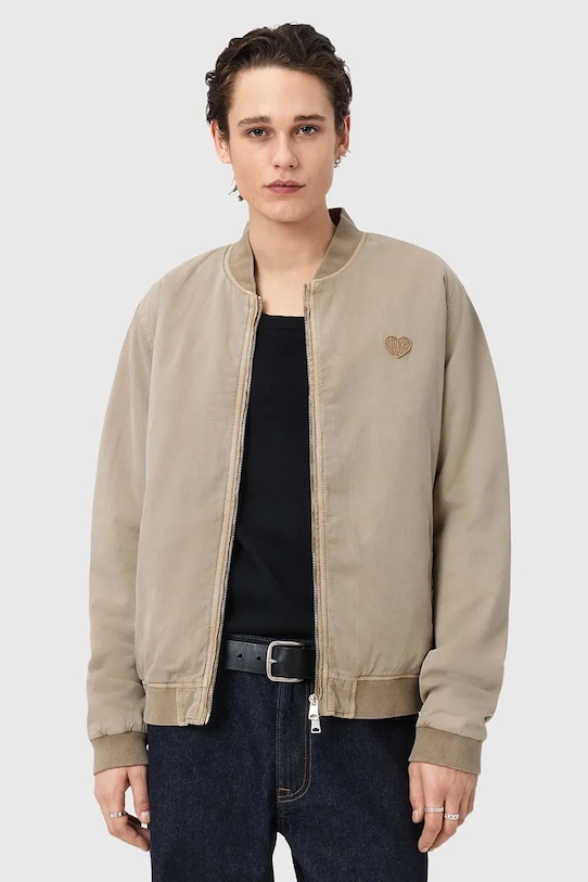 AllSaints bomberka męska bawełniana FORRES brązowy M057OD