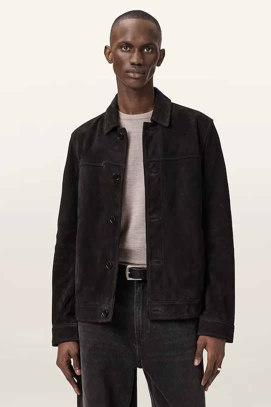 AllSaints kurtka skórzana NATES nieocieplane czarny M002LE