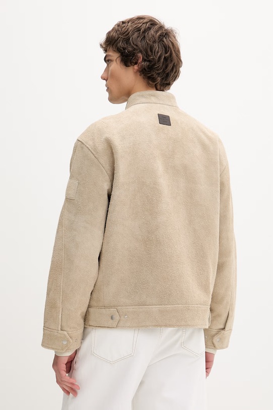 Odzież AllSaints krótka kurtka męska zamszowa FELIX M018LE beżowy
