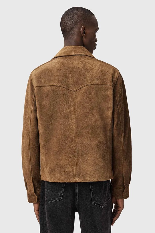 AllSaints kurtka zamszowa DELLCOT M027LD brązowy SS26