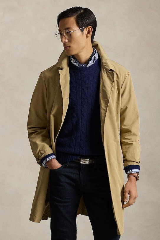 Odzież Polo Ralph Lauren trencz męski 710P07909 brązowy