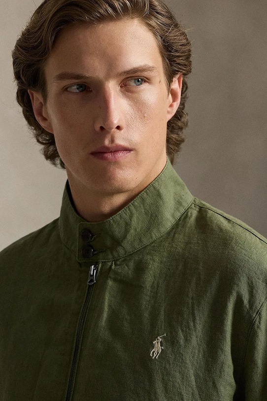 Polo Ralph Lauren krótka kurtka męska lniana zielony 710P05061