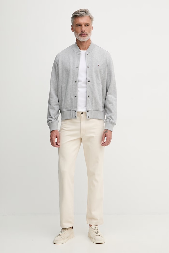 Tommy Hilfiger Bomber Ανδρικό Βαμβακερό MW0MW42470 γκρί SS26