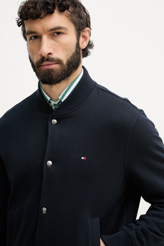 Tommy Hilfiger bunda bomber pánska bavlnená tmavomodrá MW0MW42470