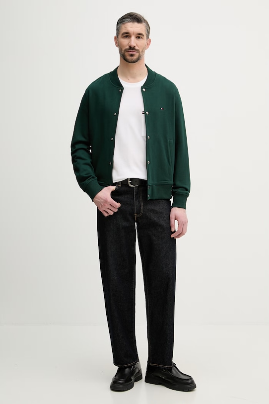 Tommy Hilfiger bomberka męska bawełniana MW0MW42470 zielony SS26