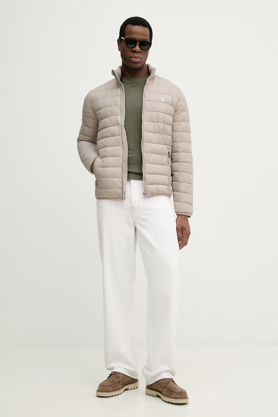 U.S. Polo Assn. kurtka LIGHTWEIGHT BOUND QUILTED MUP3905 szary SS26