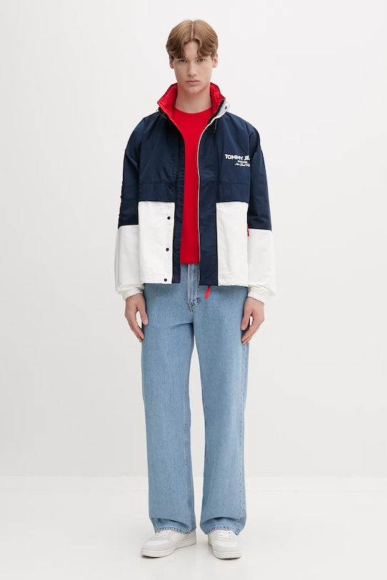 Tommy Jeans přechodová bunda pánská DM0DM22739 námořnická modř SS26