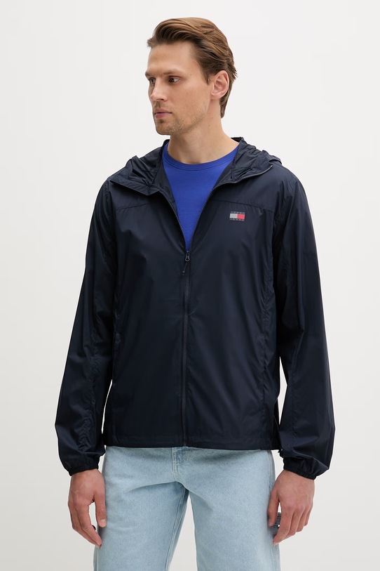 Tommy Jeans prechodná bunda pánska tmavomodrá DM0DM23112