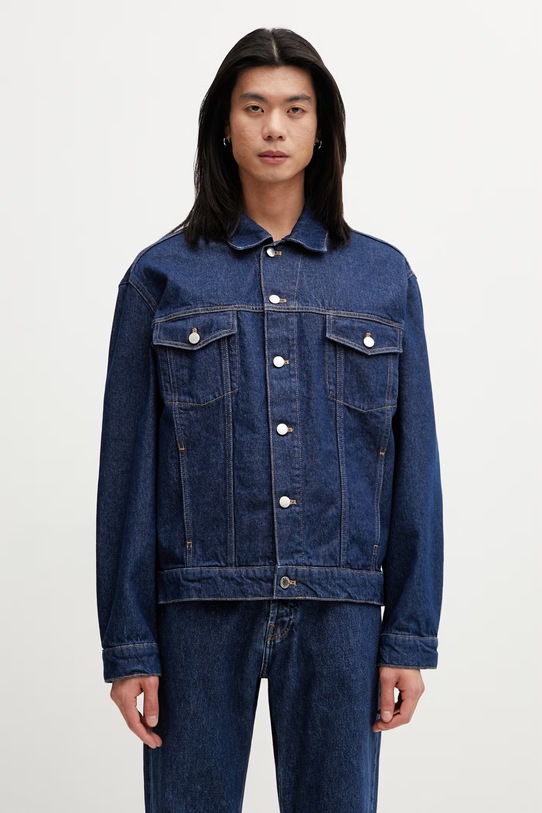 Maison Kitsuné Trucker kurtka jeansowa męska granatowy QM02101WD4026