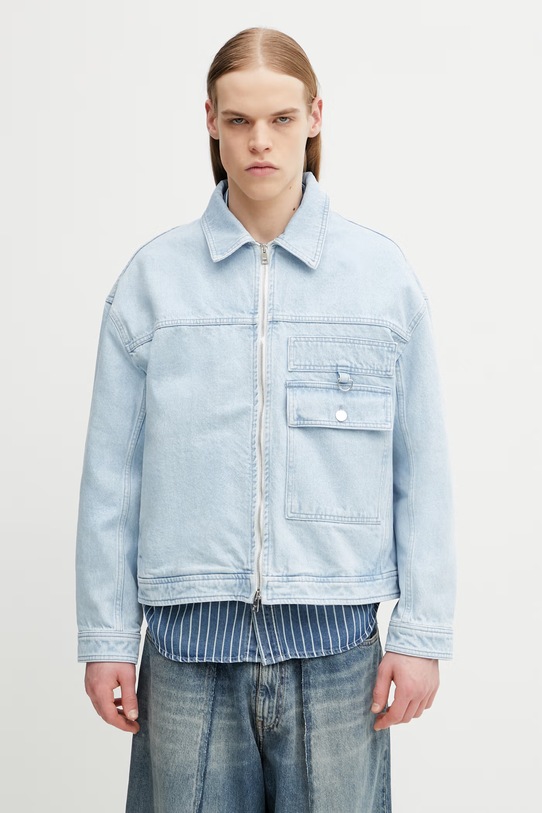 Maison Kitsuné kurtka jeansowa męska niebieski QM02106WD4022