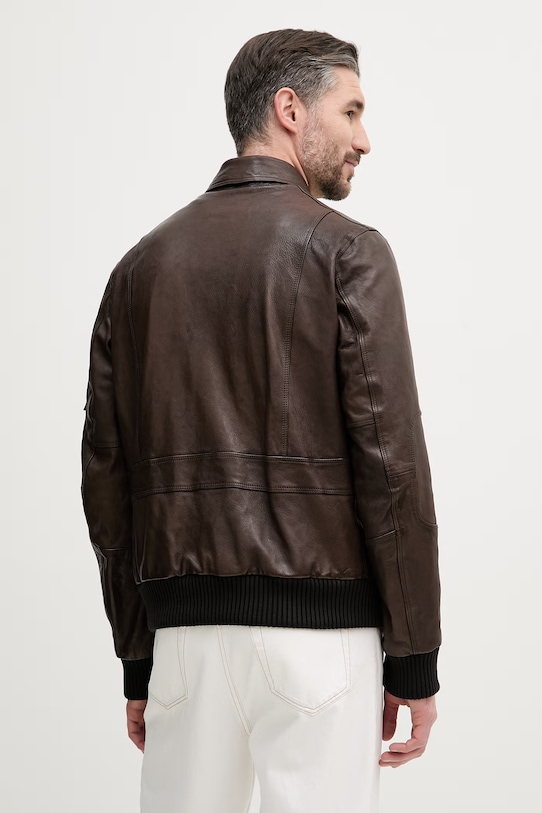 Odzież Aeronautica Militare kurtka skórzana PN5058U100839 brązowy