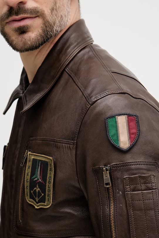 Kožená bunda Aeronautica Militare hnedá PN5058U100839