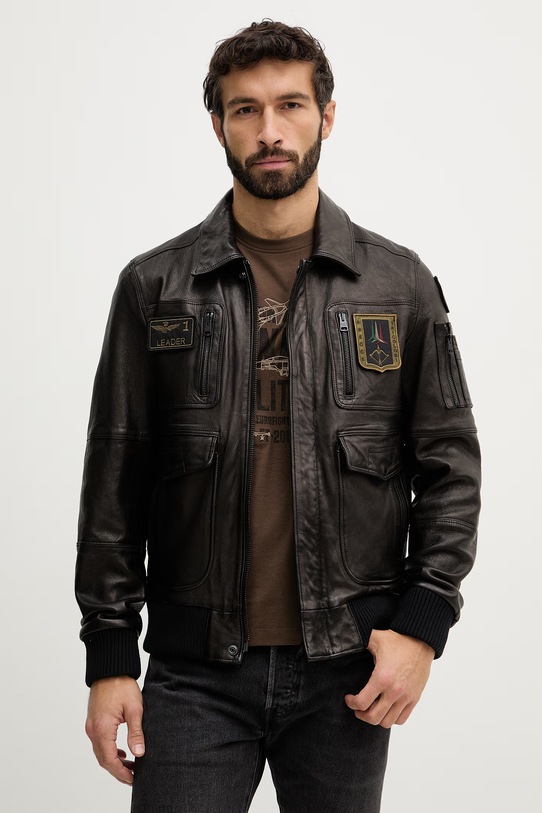 Aeronautica Militare kurtka skórzana nieocieplane brązowy PN5058U100839