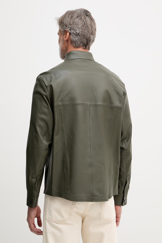 Abbigliamento BOSS Green giacca corta da uomo in pelle BOSS X PORSCHE 50560422 verde