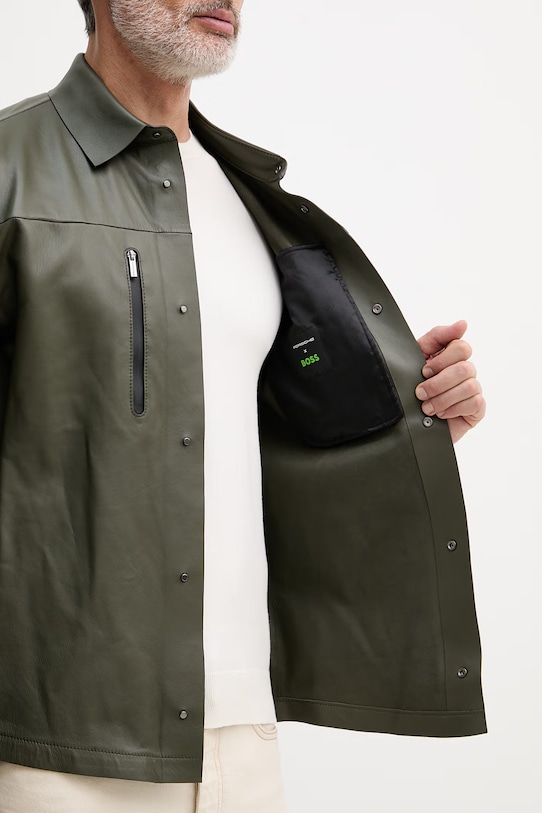 BOSS Green giacca corta da uomo in pelle BOSS X PORSCHE 50560422