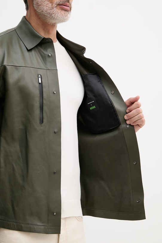 BOSS Green κοντό ανδρικό δερμάτινο Μπουφάν BOSS X PORSCHE 50560422