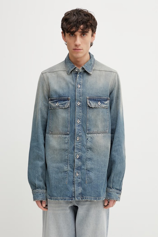 Rick Owens DRKSHDW kurtka jeansowa męska niebieski DU01F4755.DWB