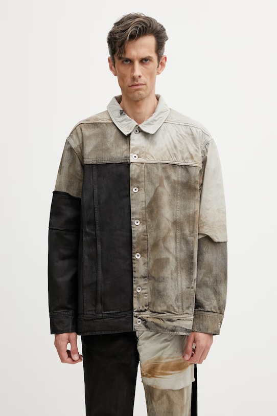 Rick Owens DRKSHDW Jumbo Worker krótka kurtka jeansowa męska brązowy DU01F4761.COMW1A