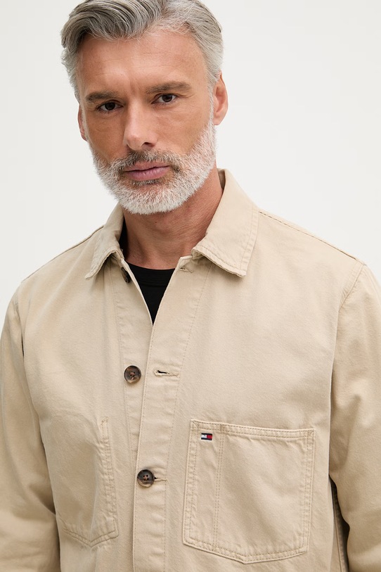Tommy Hilfiger яке тип риза мъжко от памук бежов MW0MW42333