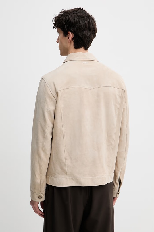 Îmbrăcăminte BOSS geacă tip cămașă pentru bărbați, din piele întoarsă Merak1 50538002 bej