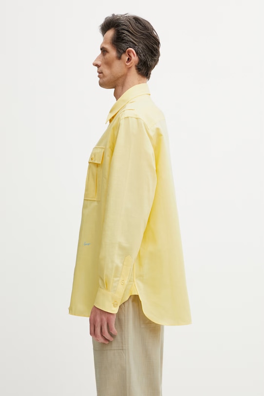Kenzo Overshirt koszula z lnem męska FG55CH5429GO żółty SS26