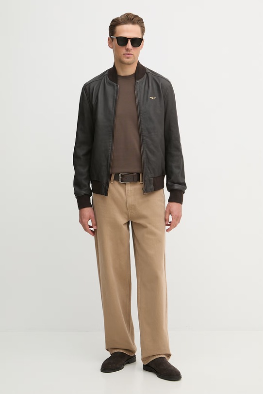 Aeronautica Militare kurtka bomber skórzana PN5062U100535 brązowy SS26