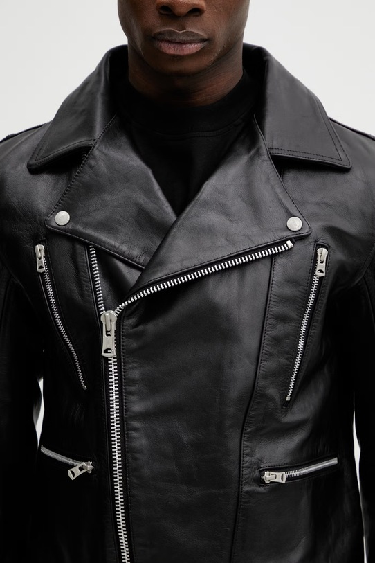 Kožená bunda NEIGHBORHOOD LEATHER RIDERS JACKET čierna 252SZNH.JKM05