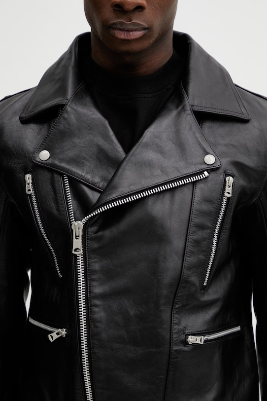 Kožená bunda NEIGHBORHOOD LEATHER RIDERS JACKET čierna 252SZNH.JKM05