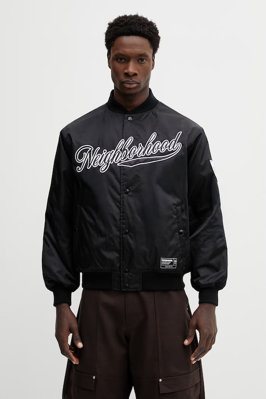 NEIGHBORHOOD kurtka bomber BASEBALL JACKET bez kaptura czarny 252TSNH.JKM04