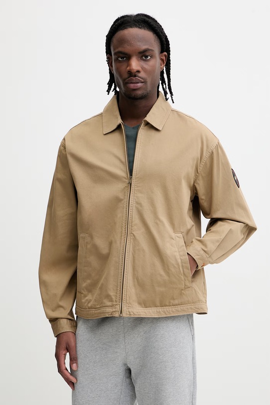 Napapijri kurtka jeansowa ARRAYANES bez kaptura beżowy NP0A4FI4N2D1