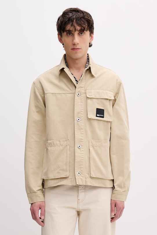 Karl Lagerfeld Jeans kratka jakna za muškarce od pamuka bež B2M14042