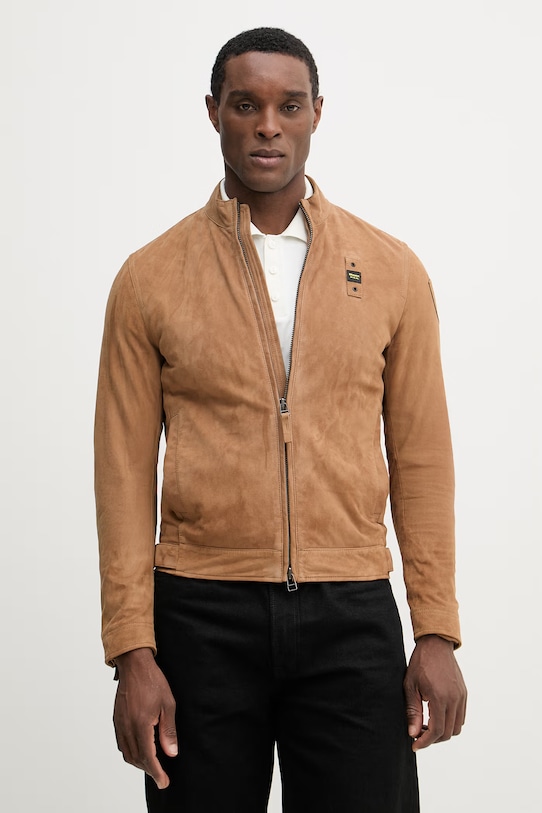 Semišová bunda Blauer CYPHERLIS bez kapucne hnedá BLUL02434