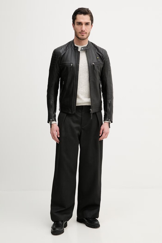 Blauer kurtka skórzana CROSSLAND BLUL02440 czarny SS26