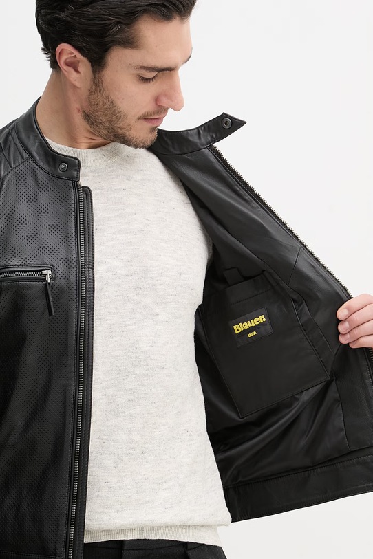 Blauer kurtka skórzana CROSSLAND BLUL02440