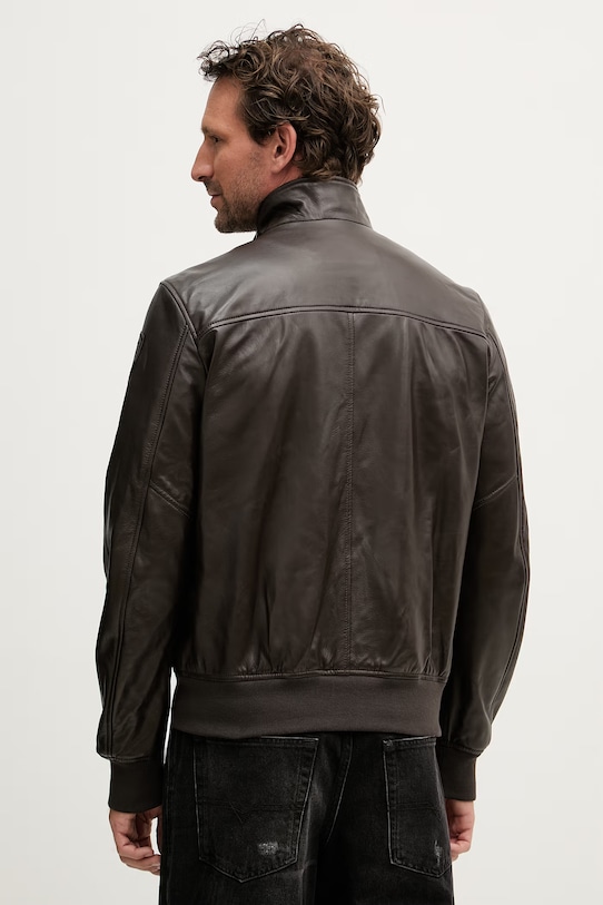 Odzież Blauer kurtka pilotka męska skórzana CONISTON BLUL02441 brązowy